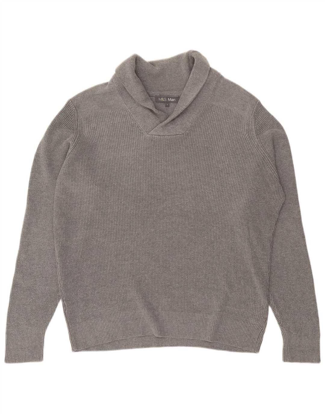 Marks & Spencer Pull à col châle pour homme en coton gris Taille L