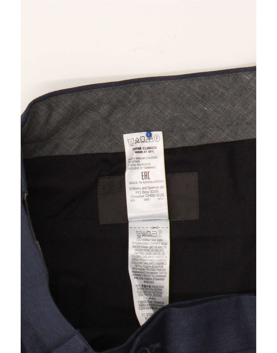 Marks & Spencer Pantalon de costume droit pour homme W36 L31 Bleu marine