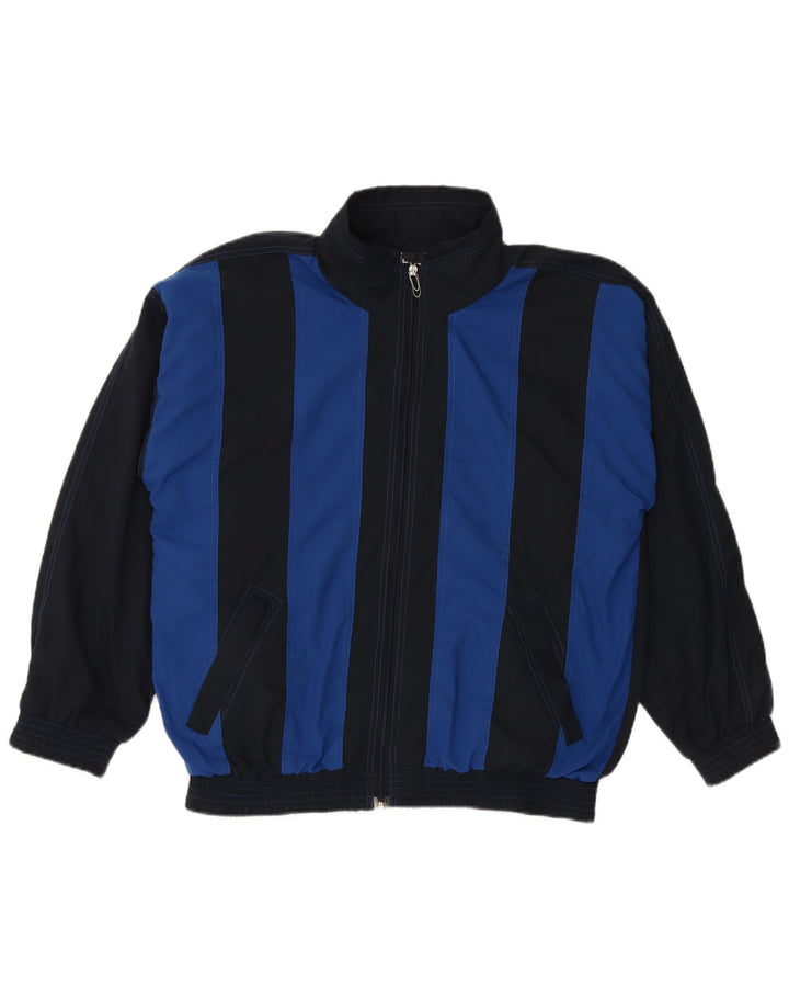 HUMMEL Mens Tracksuit Top Jacket Medium Navy Blue Colourblock Polyester