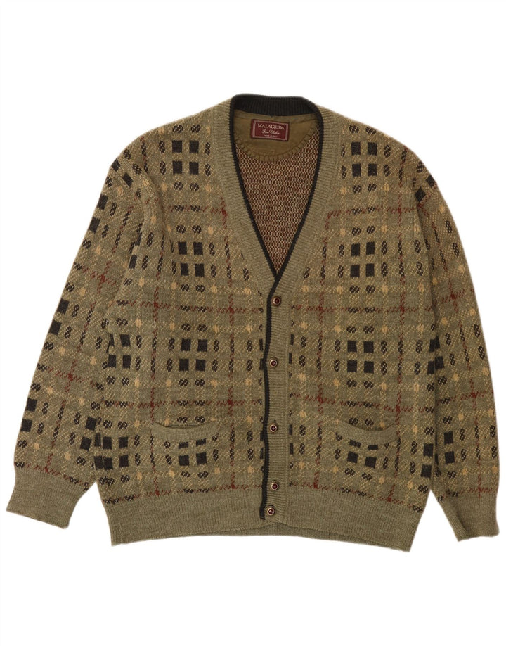 Malagrida Cardigan Homme Pull Large Kaki Géométrique