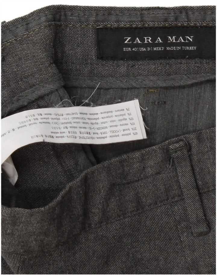 Zara Pantalon Chino Slim Homme EU 40 Medium W31 L30 Gris Polyester