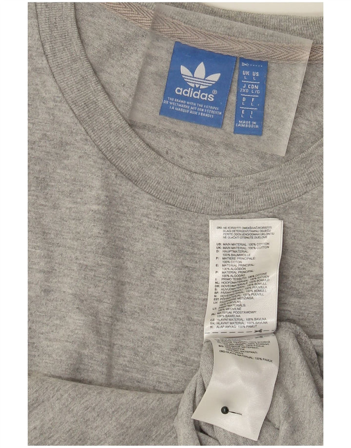 Adidas T-shirt graphique à trois rayures pour hommes, grand coton moucheté gris