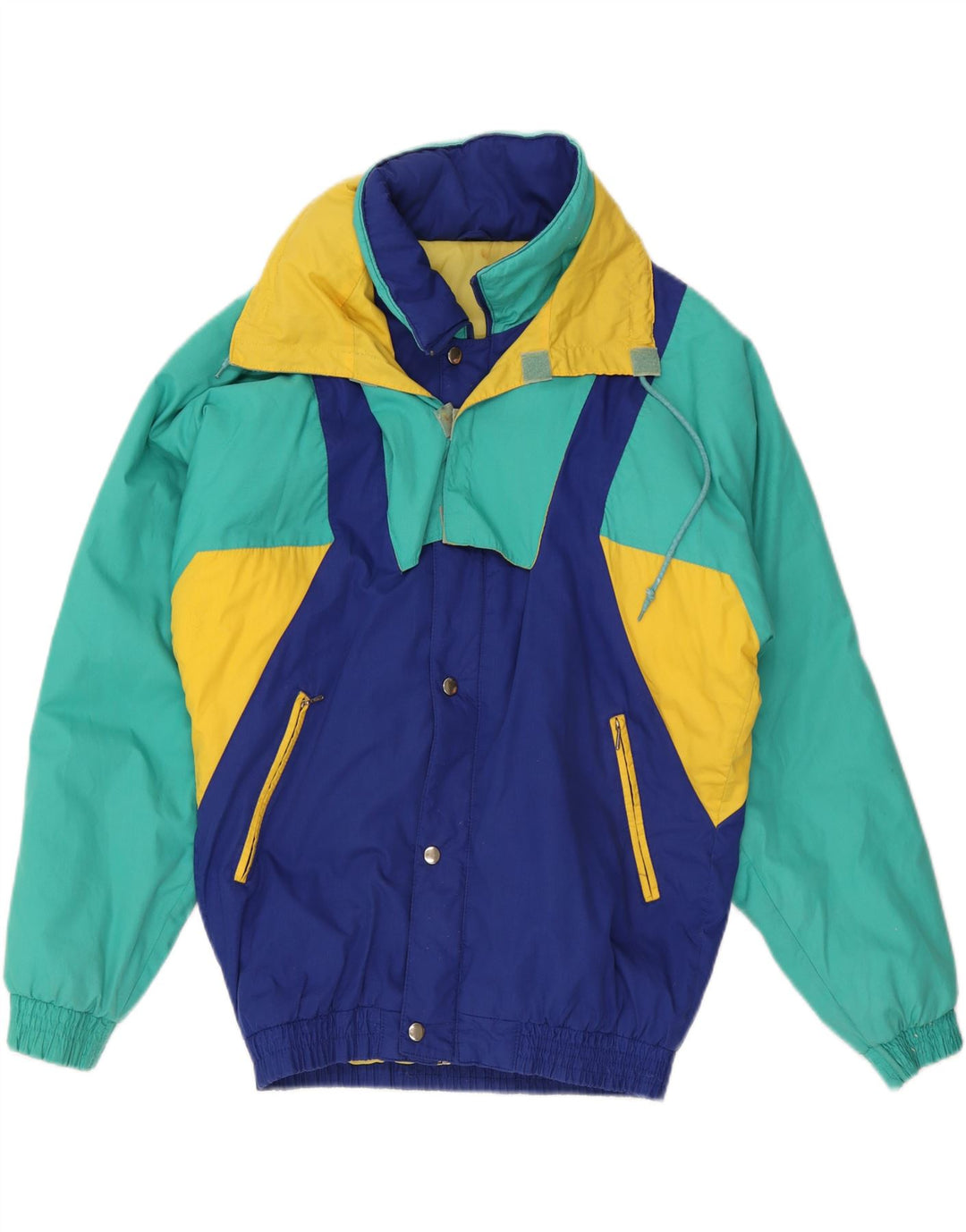 veste de ski à capuche vintage pour hommes UK 38 Medium Multicolore Colourblock