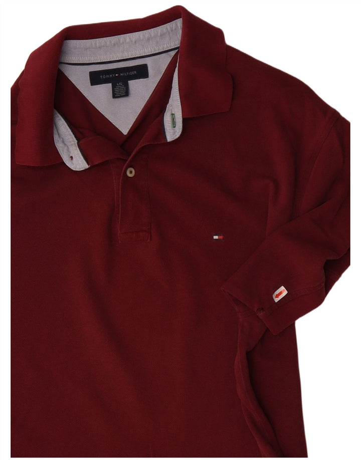 TOMMY HILFIGER Polo Homme Large Bordeaux Coton