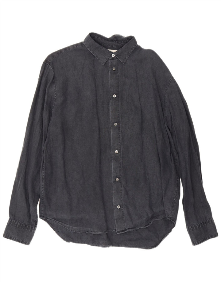 Cos Chemise Coupe Relax Homme Lin Bleu Marine Moyen