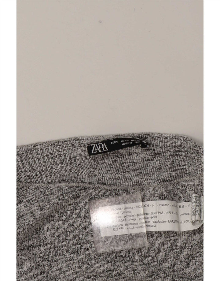 Zara Femme Top Manches Longues UK 44 Gris Moyen Viscose Moucheté