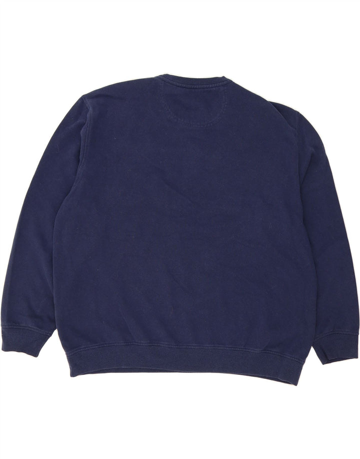IZOD Mens Sweatshirt Jumper 2XL Navy Blue Colourblock Cotton Vintage Izod and Second-Hand Izod from Messina Hembry 