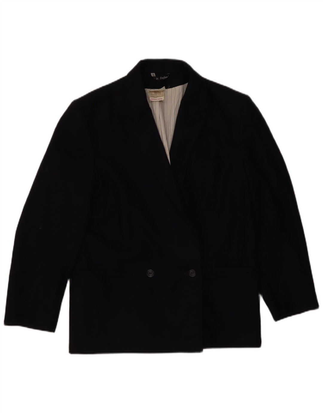 LAURA ASHLEY Veste blazer double boutonnage pour femme UK 14 Laine noire moyenne