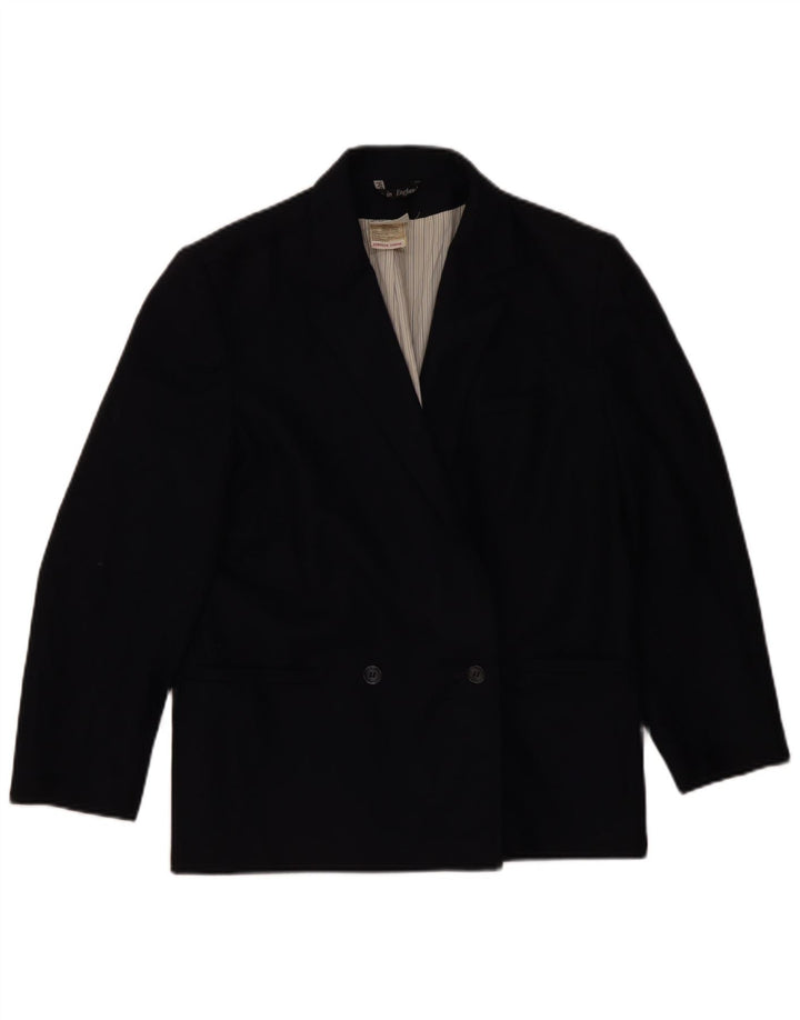 LAURA ASHLEY Veste blazer double boutonnage pour femme UK 14 Laine noire moyenne