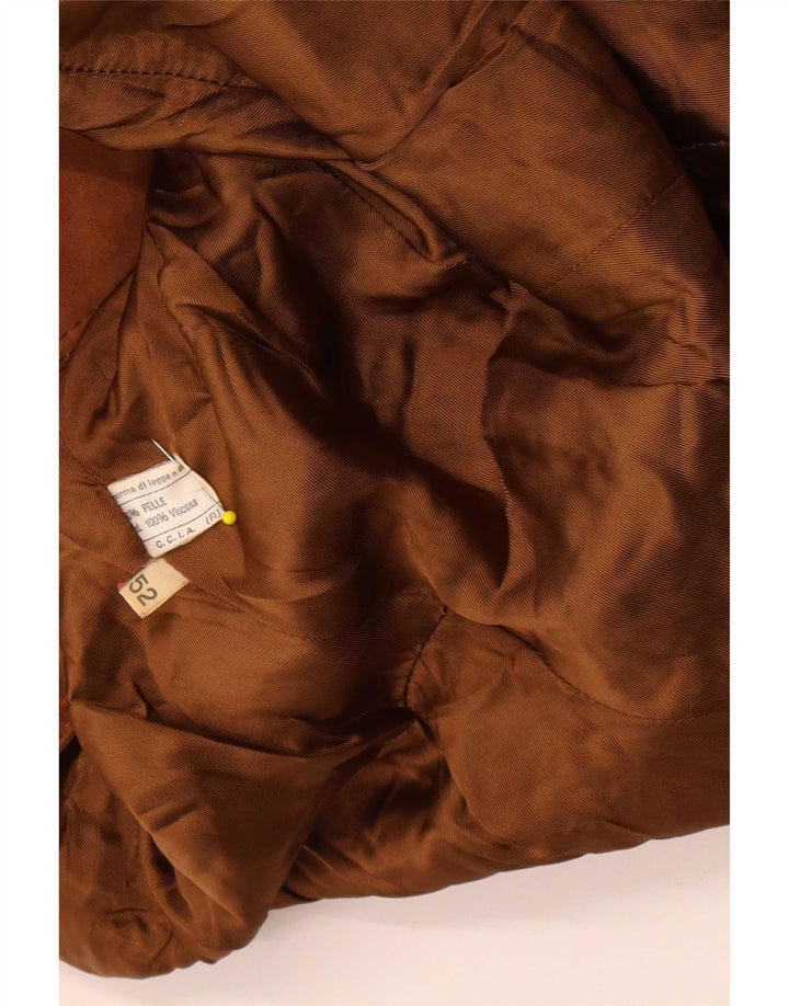 vintage Femme Suède Pardessus IT 52 2XL Cuir Marron