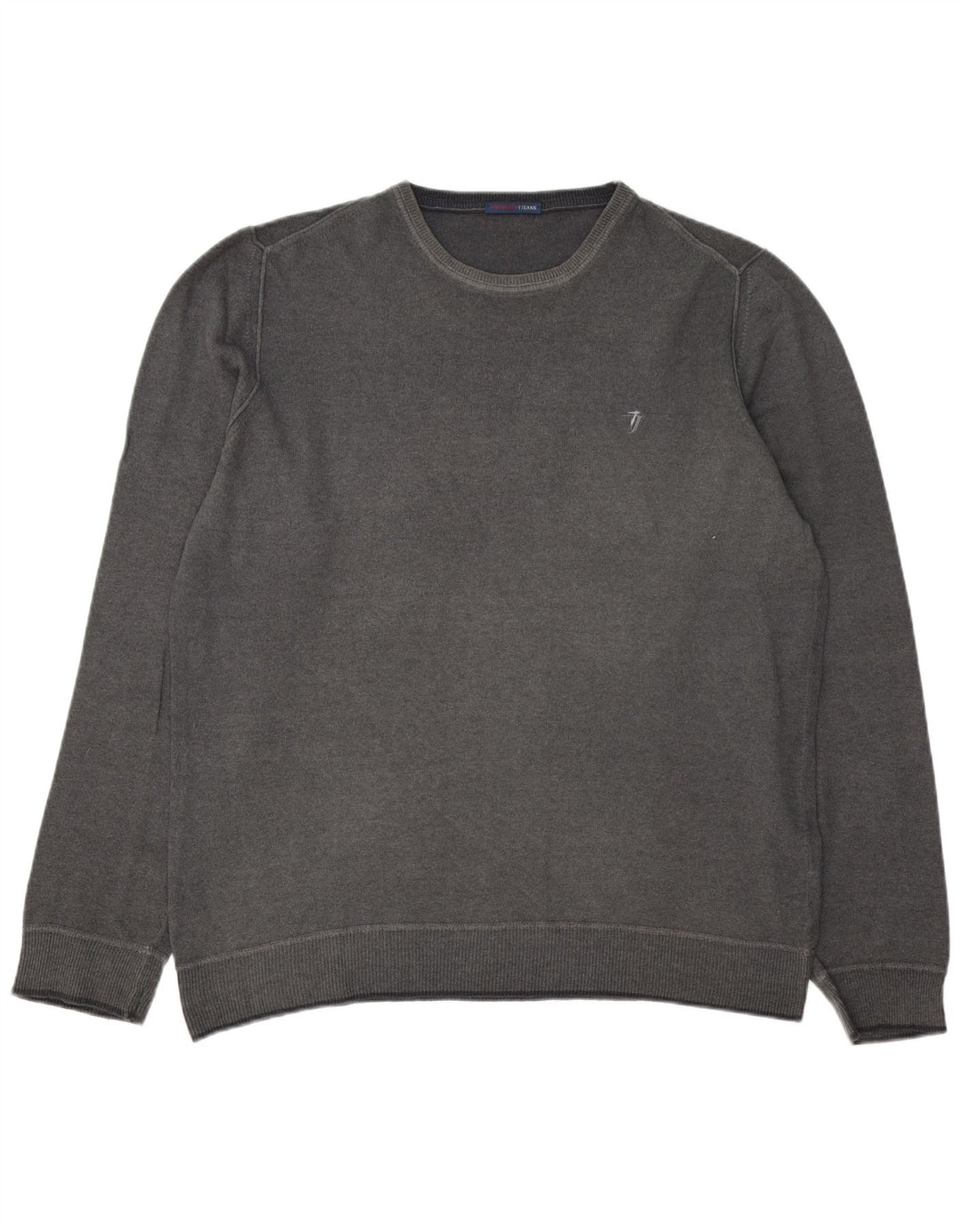 TRUSSARDI JEANS Pull ras du cou pour homme 2XL Gris Laine