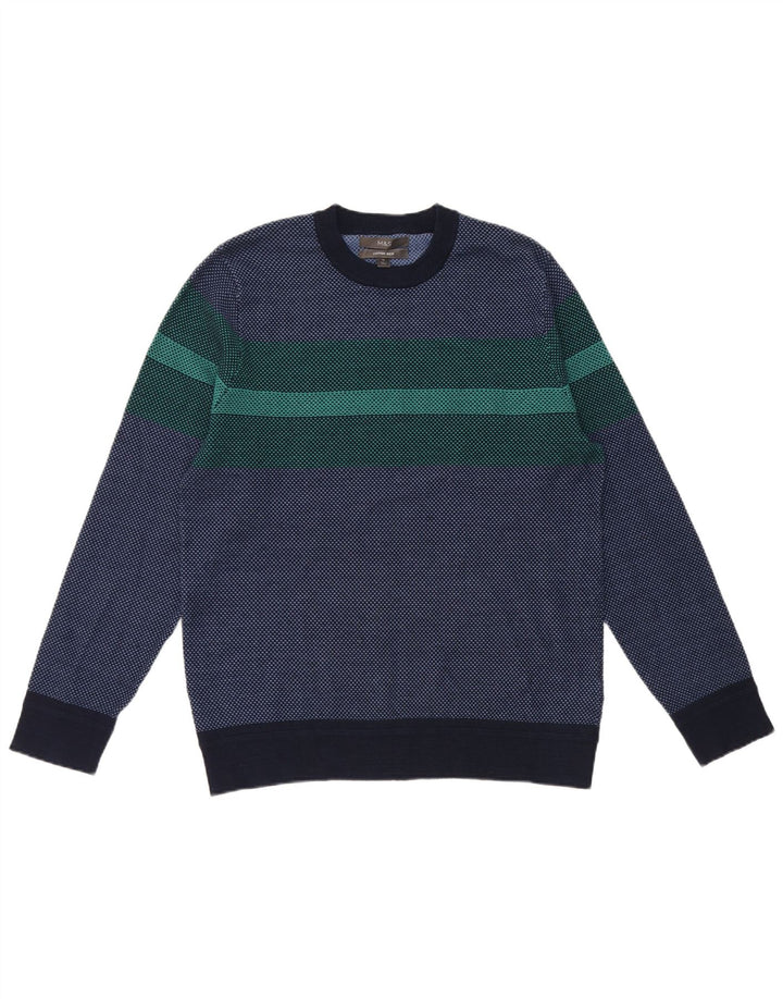 Marks & Spencer Pull à col rond pour homme Bleu marine moyen Colourblock
