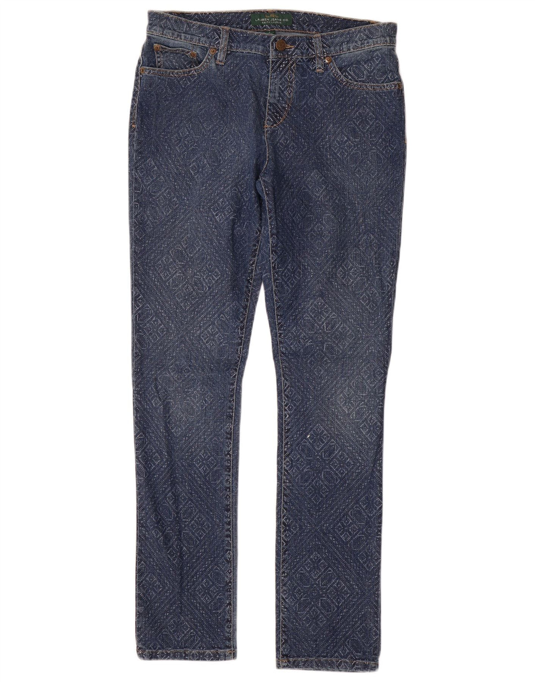 Ralph Lauren Jean slim pour femme US 8 Medium W32 L31 Bleu géométrique en coton