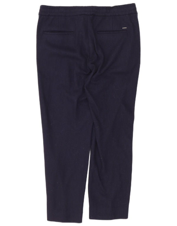 Massimo Dutti Pantalon court slim pour homme EU 38 Small W30 L25 Bleu marine Laine