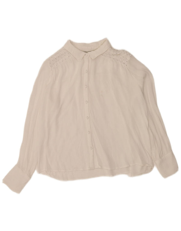 Zara Chemise à manches longues pour femme Coupe régulière UK 12 Blanc moyen