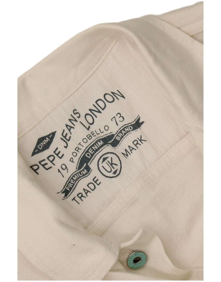 PEPE Jeans Veste en jean courte pour femme UK 10 Petit Blanc