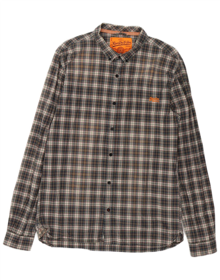 Superdry Chemise Homme 2XL Bleu Marine Carreaux Coton