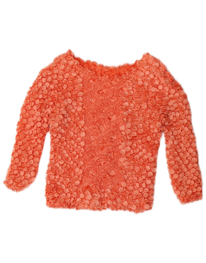 vintage Womens Crop 3/4 Sleeve Blouse Top UK 10 Petit Polyester Rouge