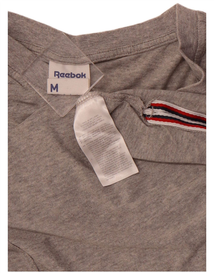 REEBOK T-shirt graphique classique pour femme UK 12 Gris moyen Coton