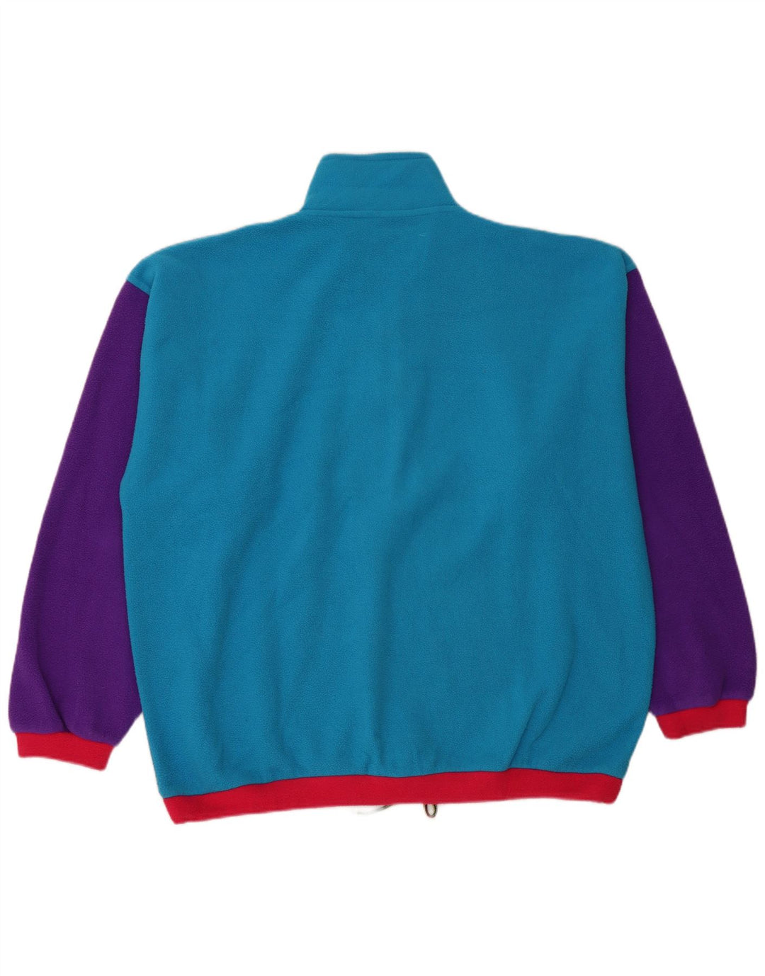 vintage Mens Zip Neck Fleece Jumper XL Bleu Colorblock