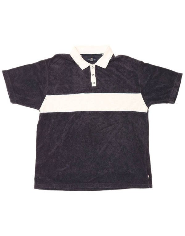 Marks & Spencer Polo Blue Harbor Velvet Homme Large Navy Colourblock