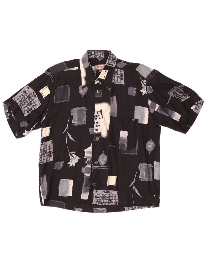 Tipo' S Chemise à manches courtes pour homme Large Noir Géométrique