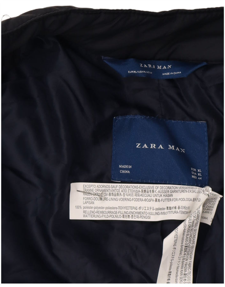 Zara Veste matelassée pour homme UK 42 XL Bleu marine Polyester