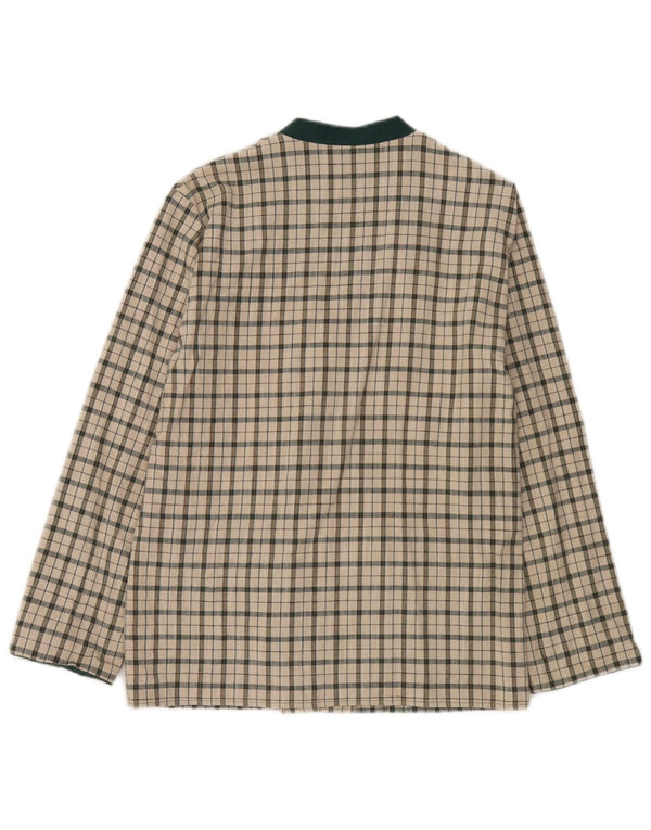 vintage Femme Double Breasted Blazer Veste EU 38 Moyen Off White Check