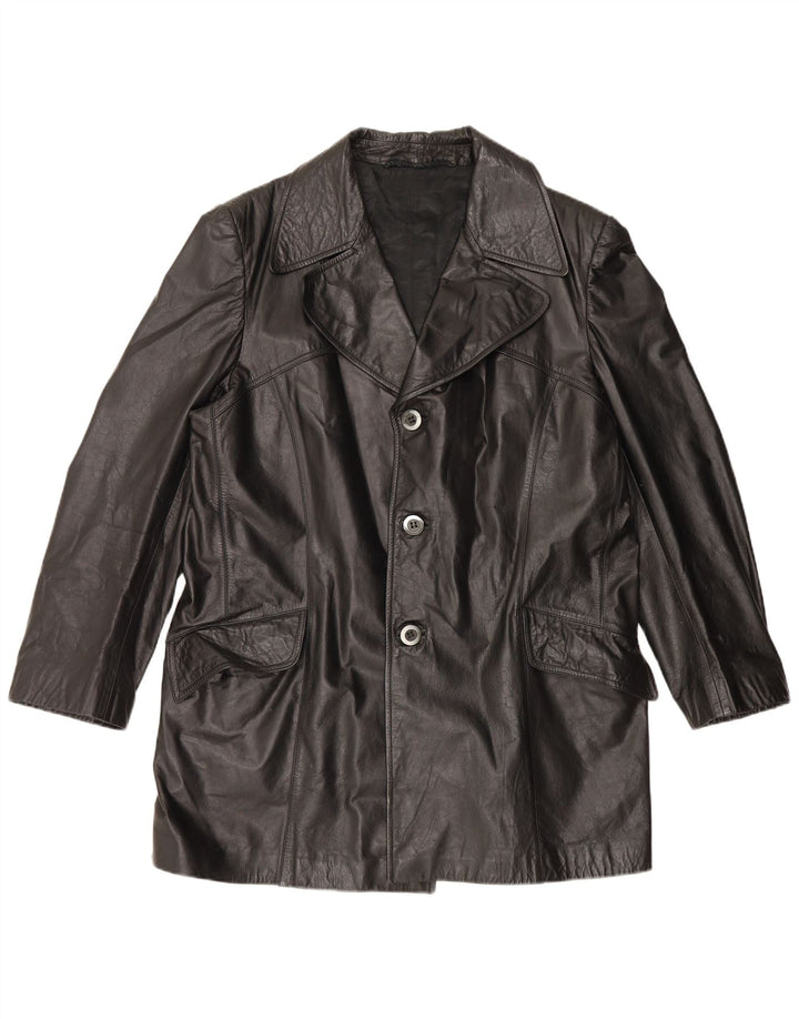 veste en cuir homme vintage UK 42 XL Noir
