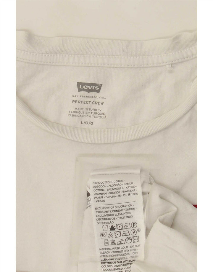 Levi's T-Shirt Femme UK 16 Large4 Blanc Coton