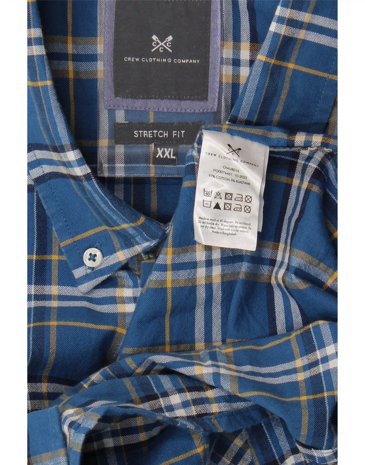 Crew Clothing Chemise stretch pour homme 2XL en coton à carreaux bleus