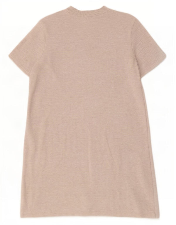 Zara Robe pull à manches courtes pour femme UK 12 Polyester beige moyen