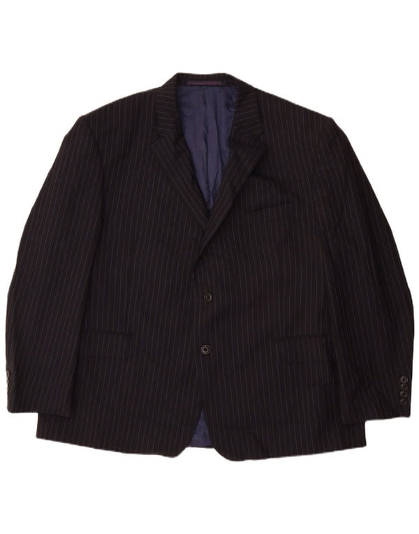 Marks & Spencer Veste blazer à 2 boutons pour homme UK 48 4XL Bleu marine à fines rayures