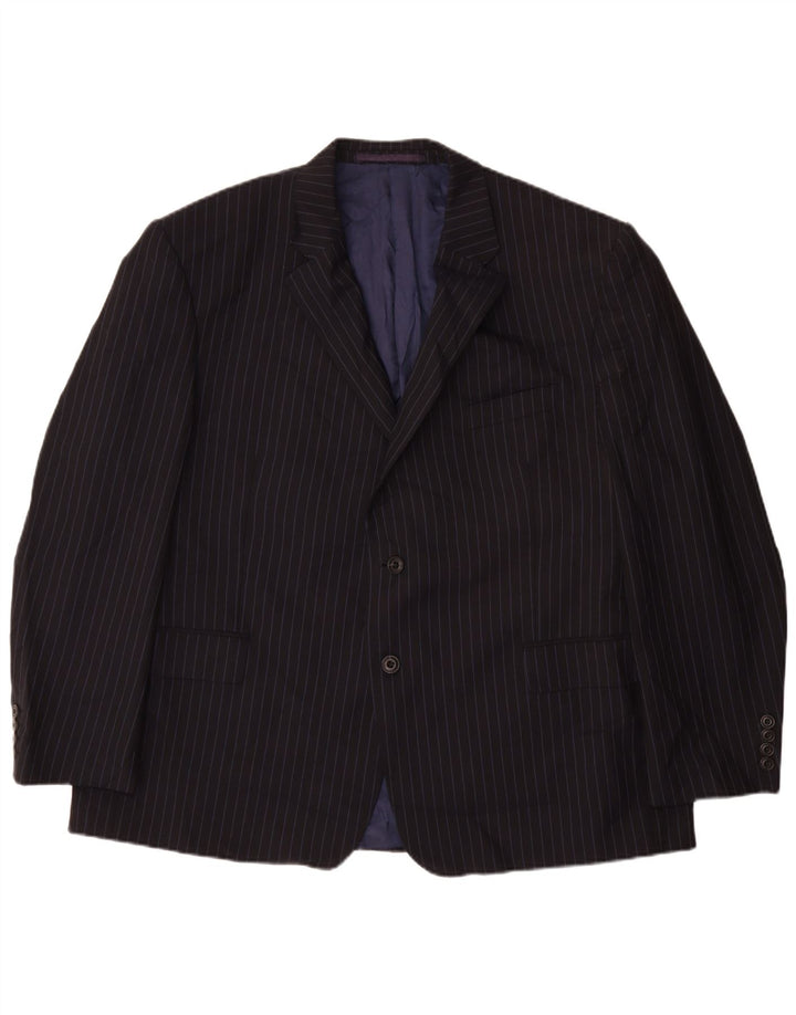 Marks & Spencer Veste blazer à 2 boutons pour homme UK 48 4XL Bleu marine à fines rayures