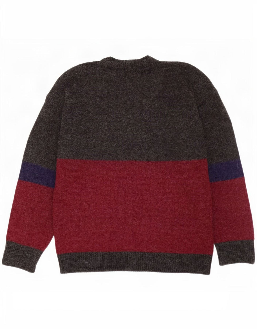 vintage Mens Crew Neck Jumper Pull Grand Multicolore Colorblock