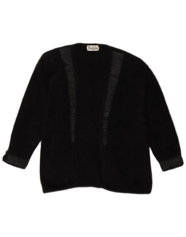 Renato Balestra Pull cardigan ouvert pour femme UK 14 Medium Black Angora