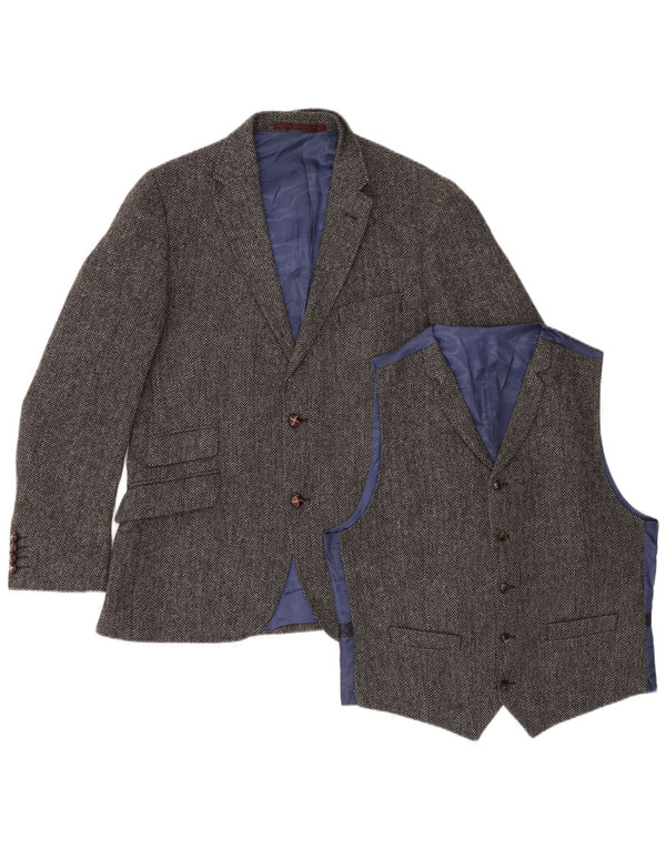 Marks & Spencer Ensemble de pièces coupe ajustée pour homme Gris moyen à chevrons