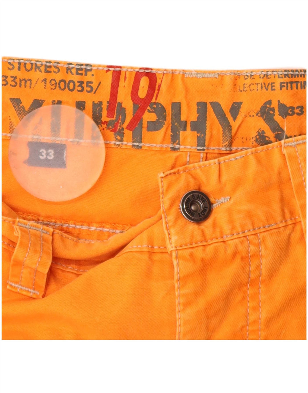 Murphy & Nye Short Chino Sailmakers W33 Homme Orange Moyen Coton