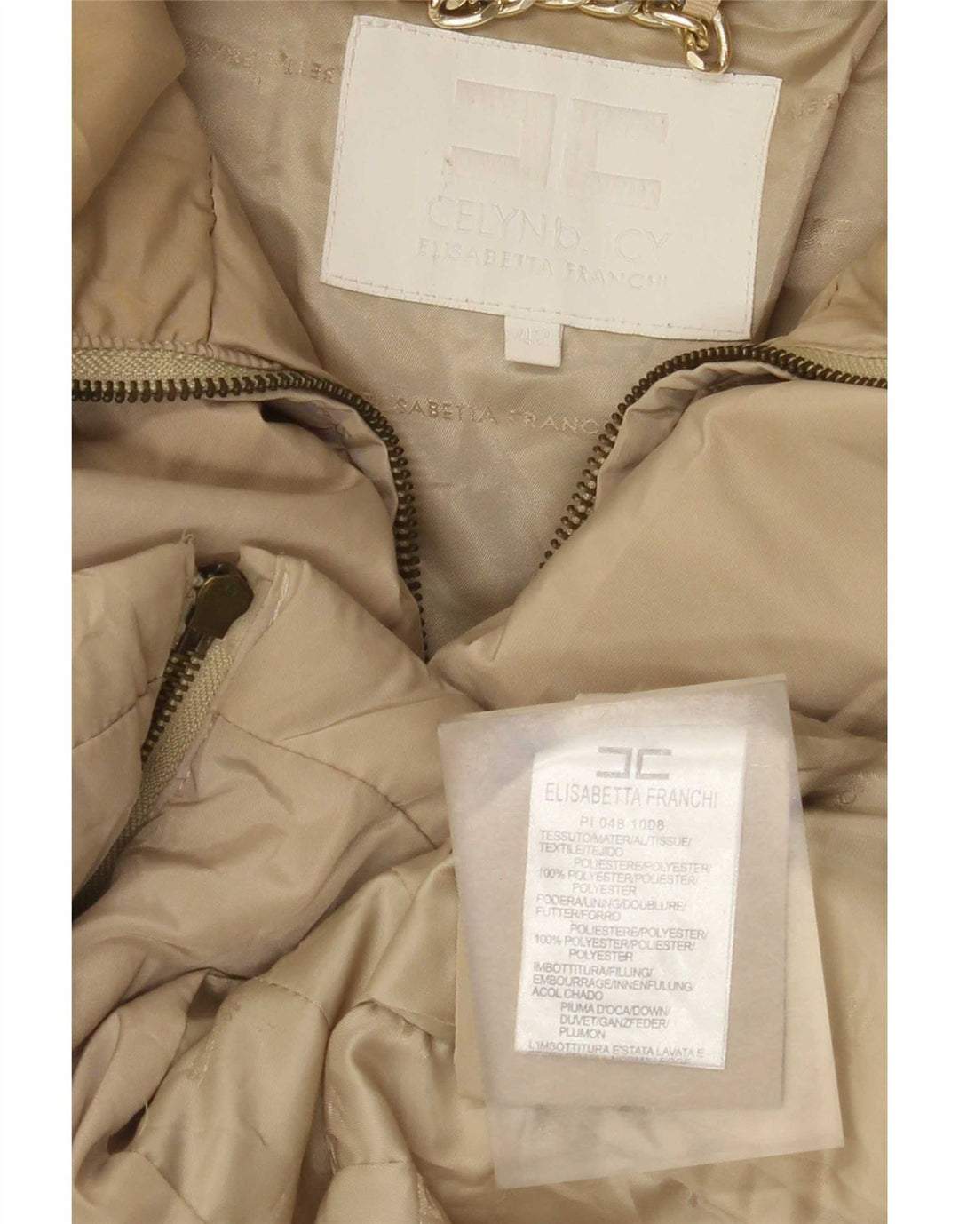 Elisabetta Franchi Veste Rembourrée Femme IT 42 Beige Moyen Polyester