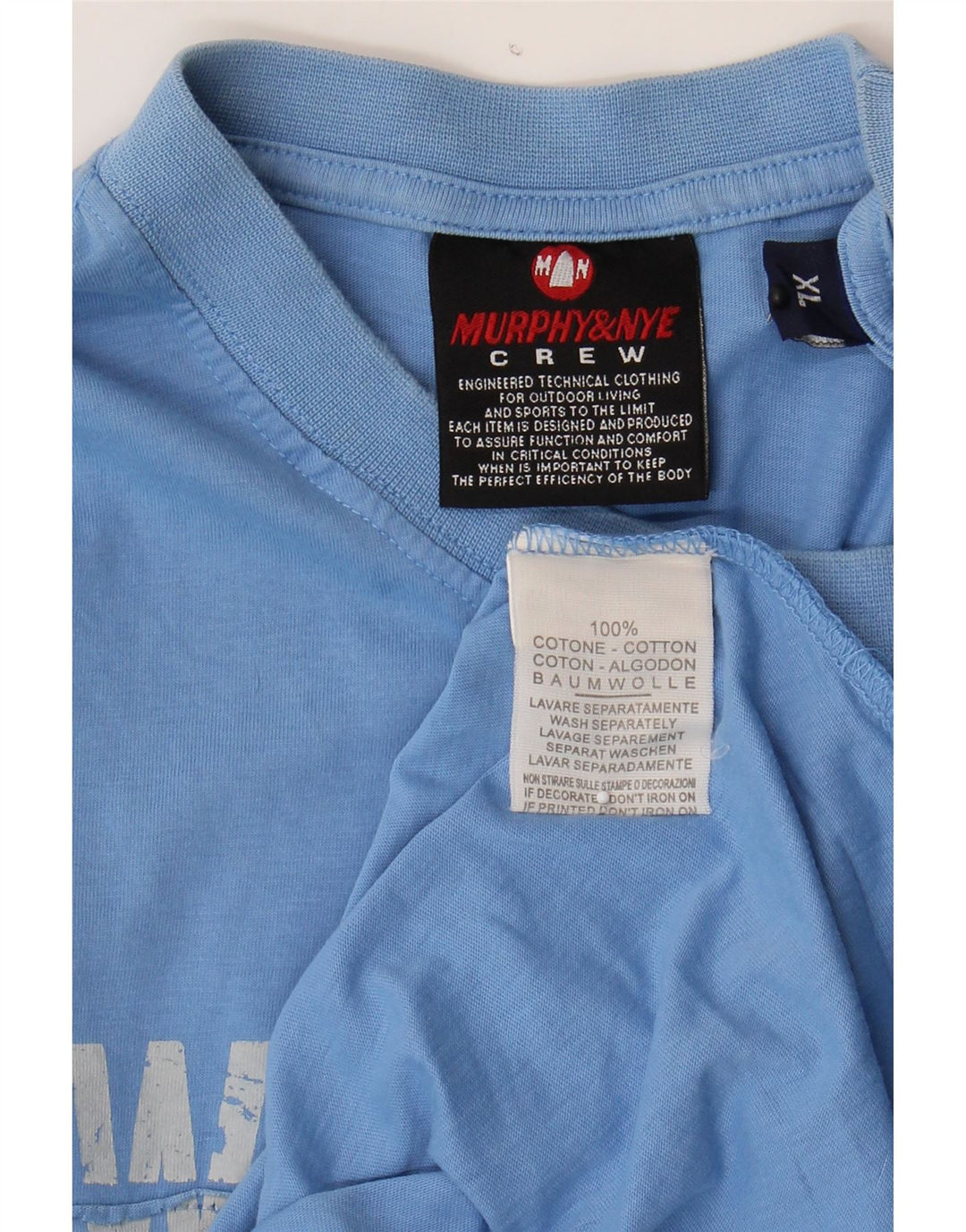 MURPHY & NYE Mens Graphic Top Long Sleeve XL Blue Cotton Vintage Murphy & Nye and Second-Hand Murphy & Nye from Messina Hembry 
