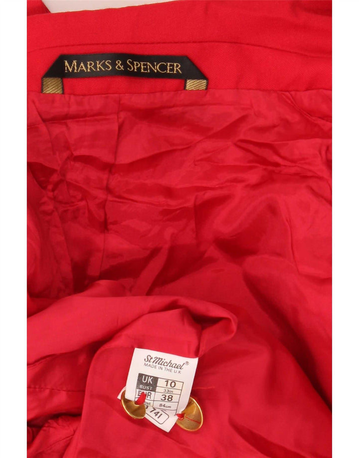Marks & Spencer Veste blazer double boutonnage pour femme UK 10 Petite laine rouge