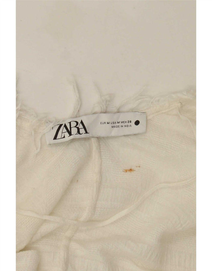 Zara Cardigan long surdimensionné à manches courtes pour femme UK 14 Blanc moyen