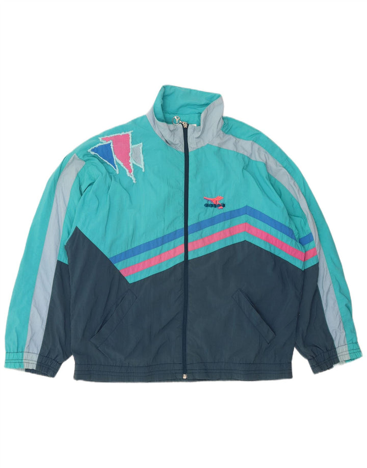 DIADORA Veste de Survêtement Coupe Ample Homme Bleu Moyen Nylon Colorblock