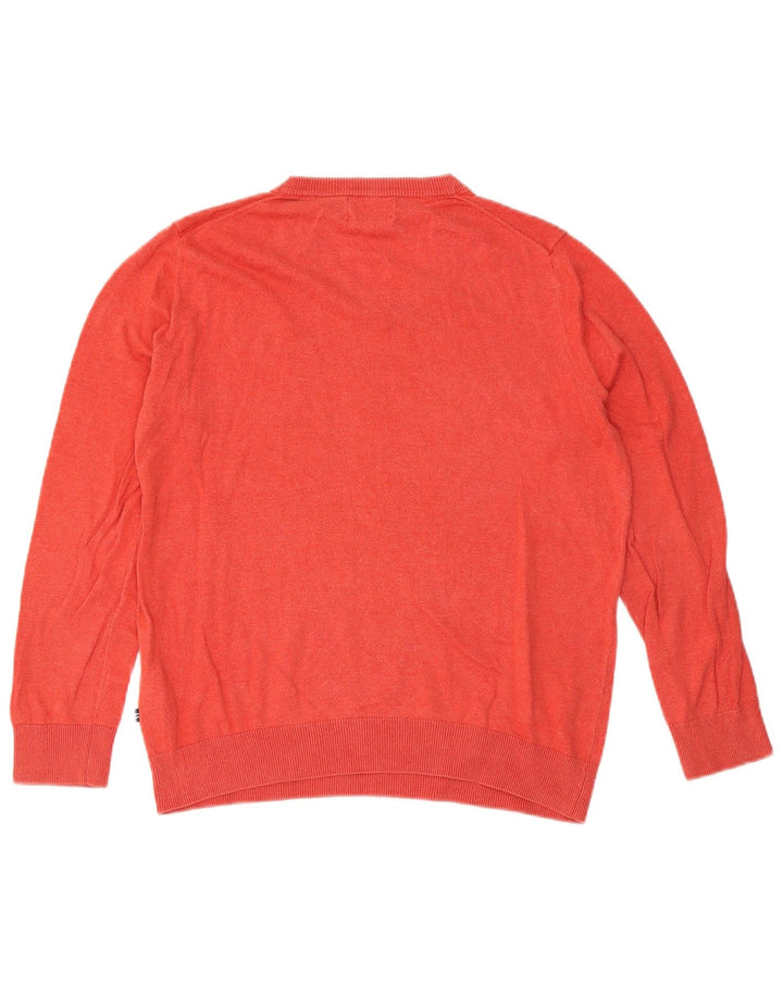 Nautica Pull Col V Homme Rouge Moyen Coton