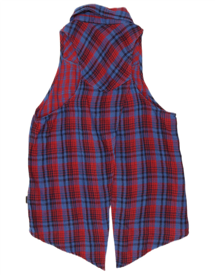 Vans Chemisier sans manches pour femme UK 12 en coton à carreaux rouge moyen