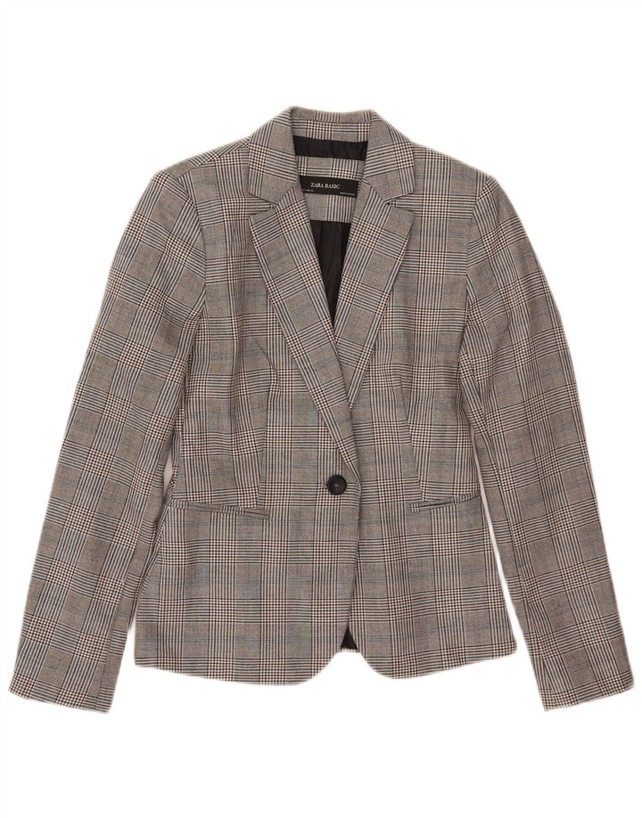 Zara Veste Blazer Femme EU 34 2XS Gris Pied-de-Poule Polyester