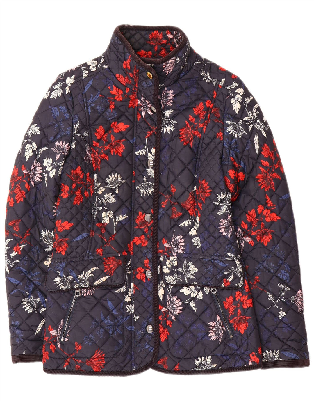 Joules Veste matelassée pour femme UK 8 Small Navy Blue Floral Polyamide
