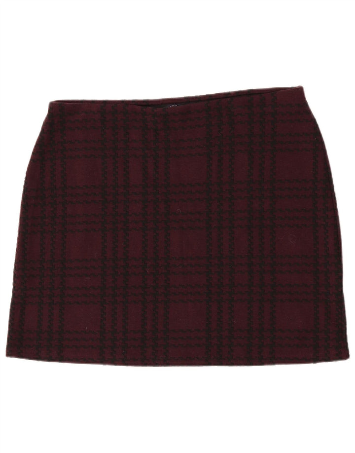 Marks & Spencer Mini-jupe pour femme UK 16 Large W34 Bordeaux à carreaux en polyester