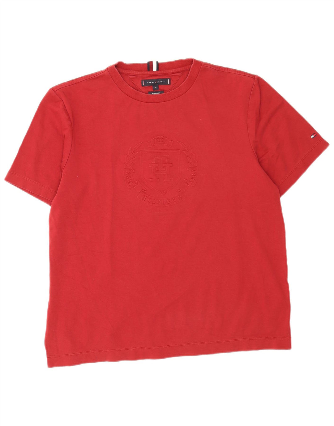 Tommy Hilfiger T-Shirt Regular Fit Graphique Homme Rouge Moyen Coton