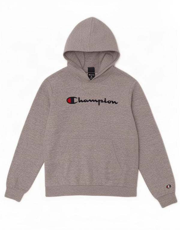 Champion Pull à capuche graphique pour garçon 15-16 ans 2XL Gris chiné en coton